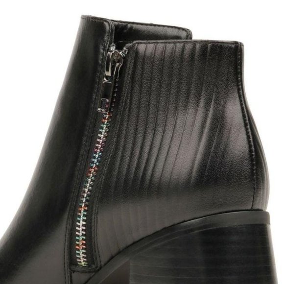 NEW ZAC Zac Posen Tanesha Rainbow Full Zip Pointy Chunky Block Heel Ankle Bootie - Picture 2 of 7